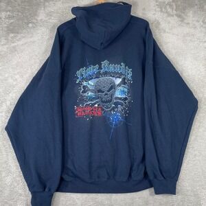Deadliest Catch Time Bandit Hoodie Mens 3XL Blue Bering Sea Skull Grunge